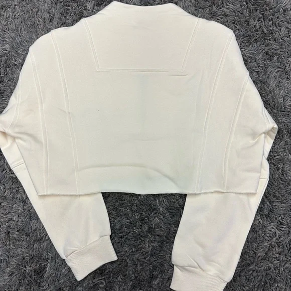 Cream Cropped Zip-Up Sweatshirt <<<<60>>>> - Picture 6 of 7